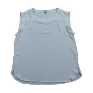 J.Crew Womens White Sleeveless Blouse Size 12 Lightweight Polyester Top.